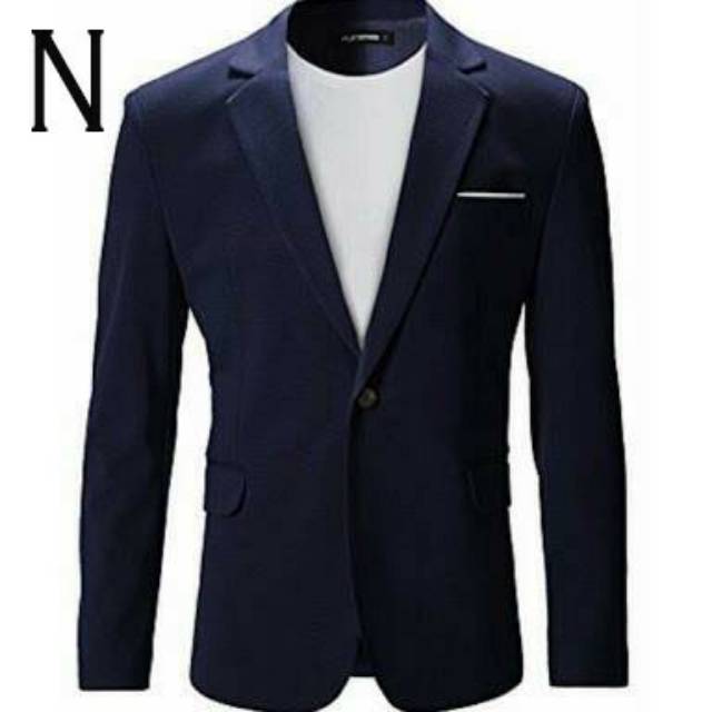 BLAZER NAVY LIST PUTIH  JAS  JAS  BLAZER SLIMFIT