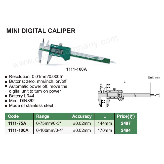 Sigmat / Caliper Digital 4" ( 100mm ) INSIZE TAIWAN 1111-100A