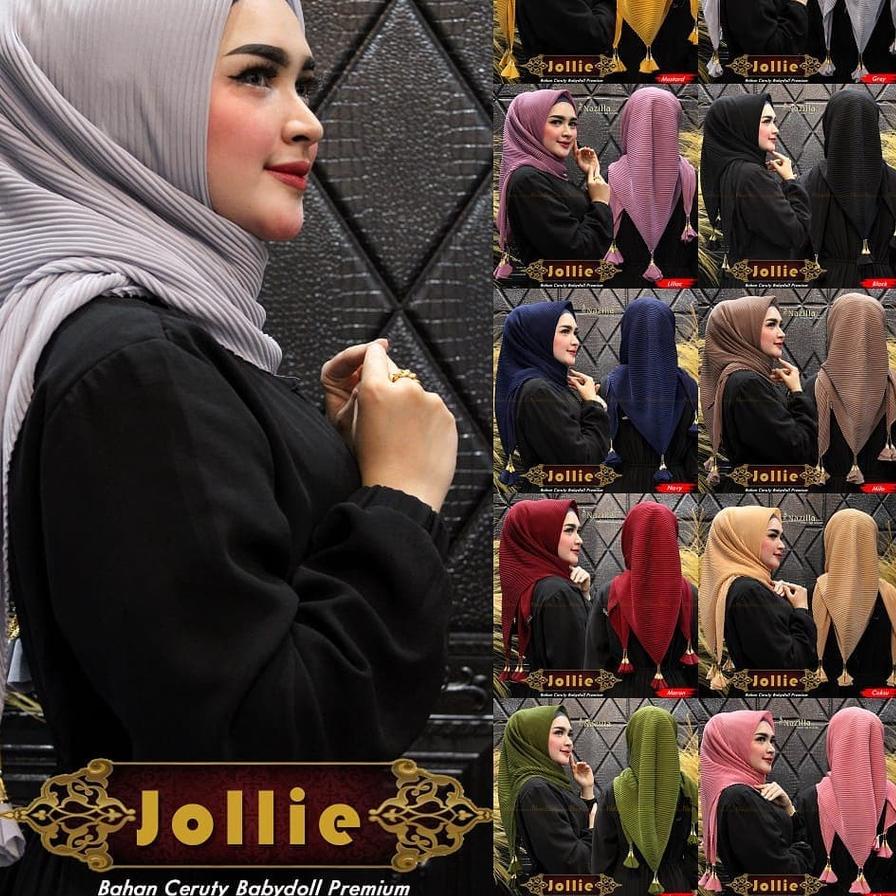 ֍ Jilbab Segiempat Plisket Polos Ronce - Hijab Plisket Ronce Jollie ORI Nazilla Bahan Ceruty Babydol