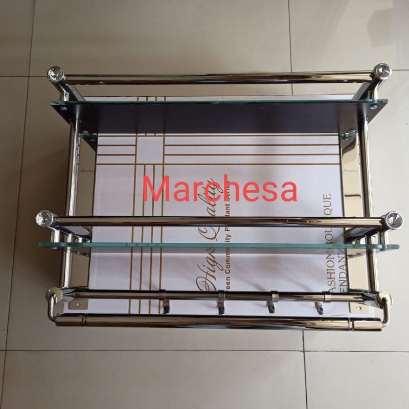 Rak Sabun Dan Rak Dapur 2 Tingkat 502 Stainless Steel Dan Kaca