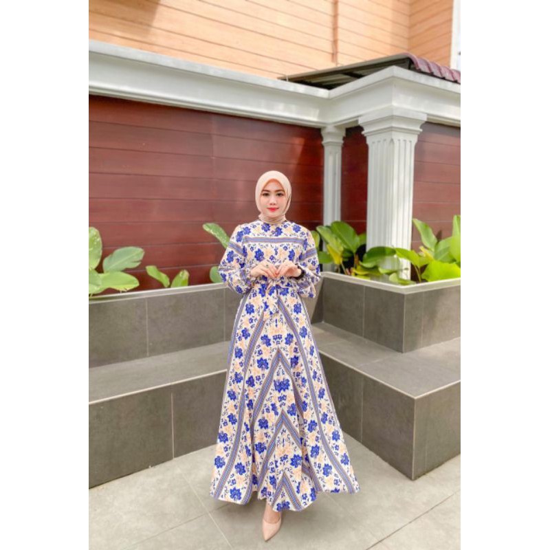 Dress Maxi Gamis Katun Silk Za a Import Premium Terbaru