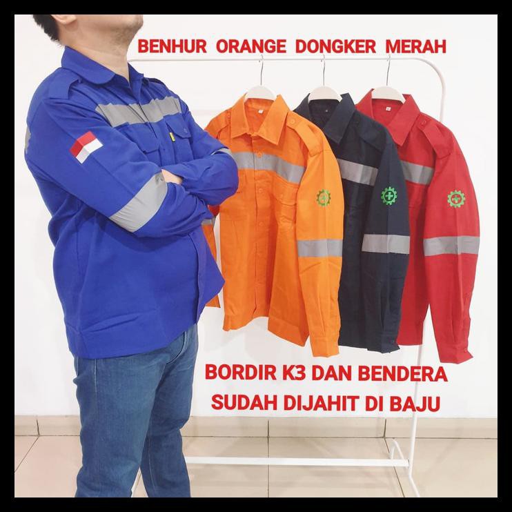 Promo Wearpack Safety Baju Safety Baju Kerja Atx Bordir K3 Dan Bendera - Biru Dongker, M