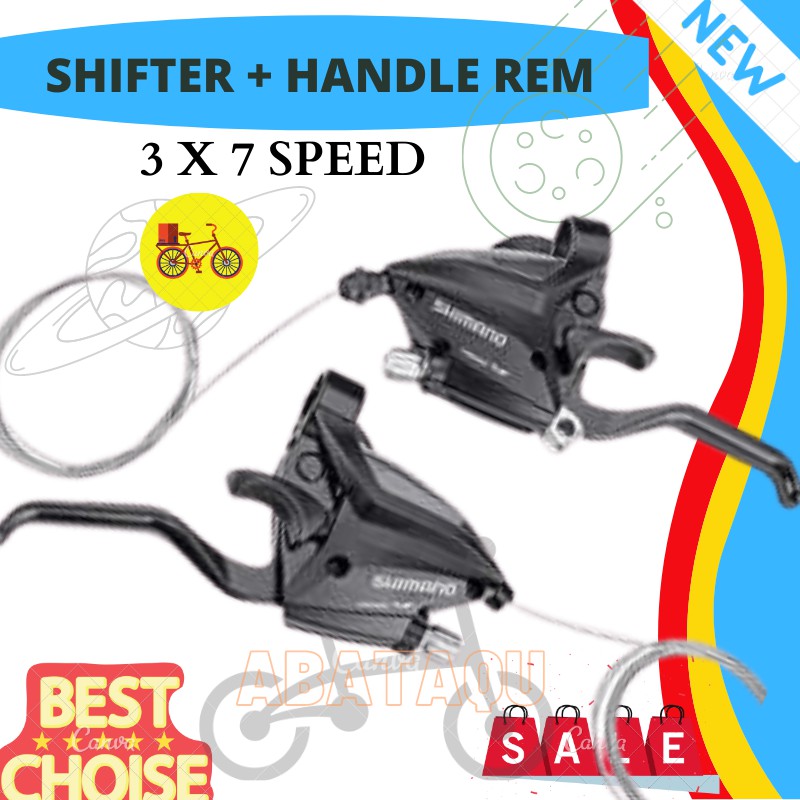 Shifter Komponen  Sepeda lipat Mtb Rb Dengan Handle Brake Rem  3 x 7 Speed