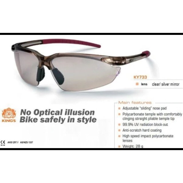 Promo kacamata safety kings KY733 clear silver mirror