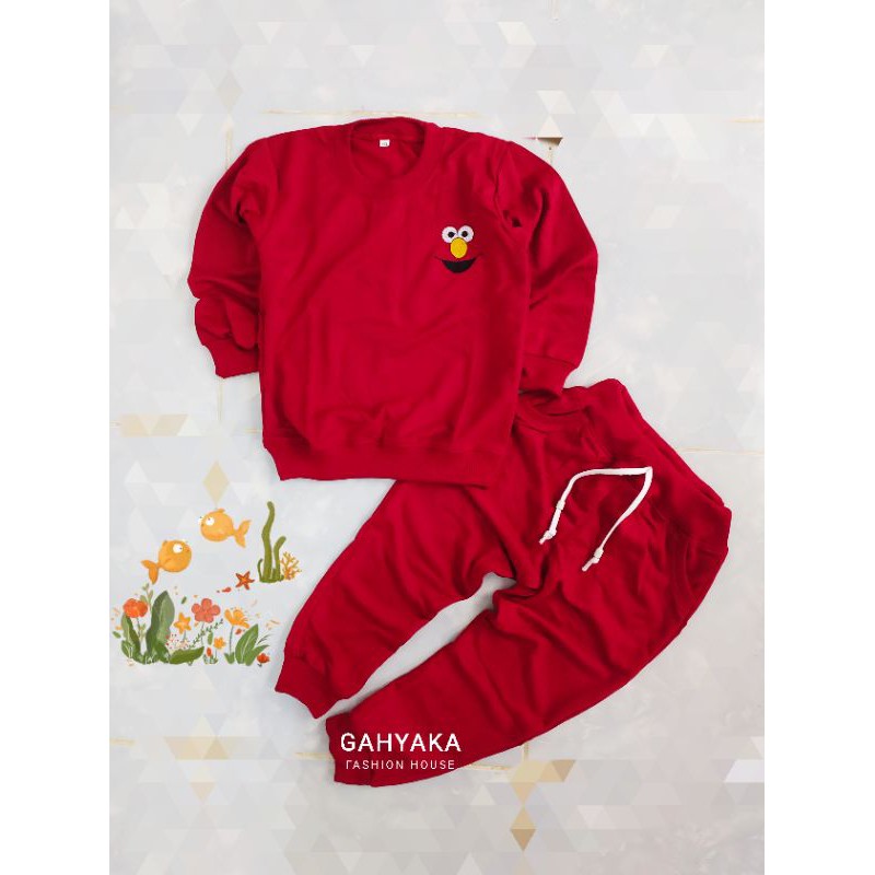 SETELAN BAJU TIDUR ANAK  BORDIR JOGER SWEATER SWITER PIYAMA   1-7 TAHUN MURAH