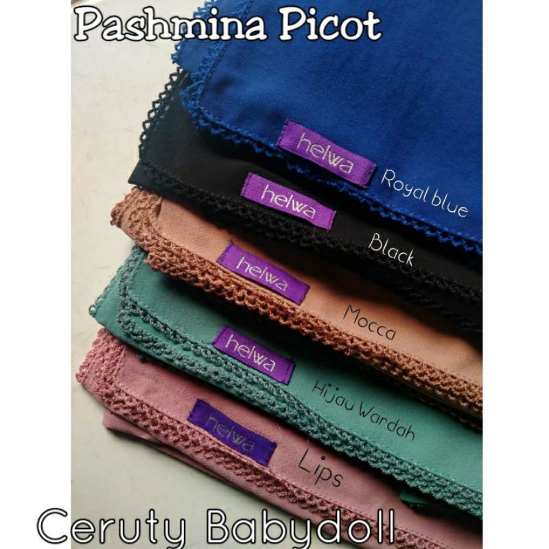 Pashmina Picot Lace Crochet Embroidery Ceruty Babydoll ORI Helwa ANSANIA