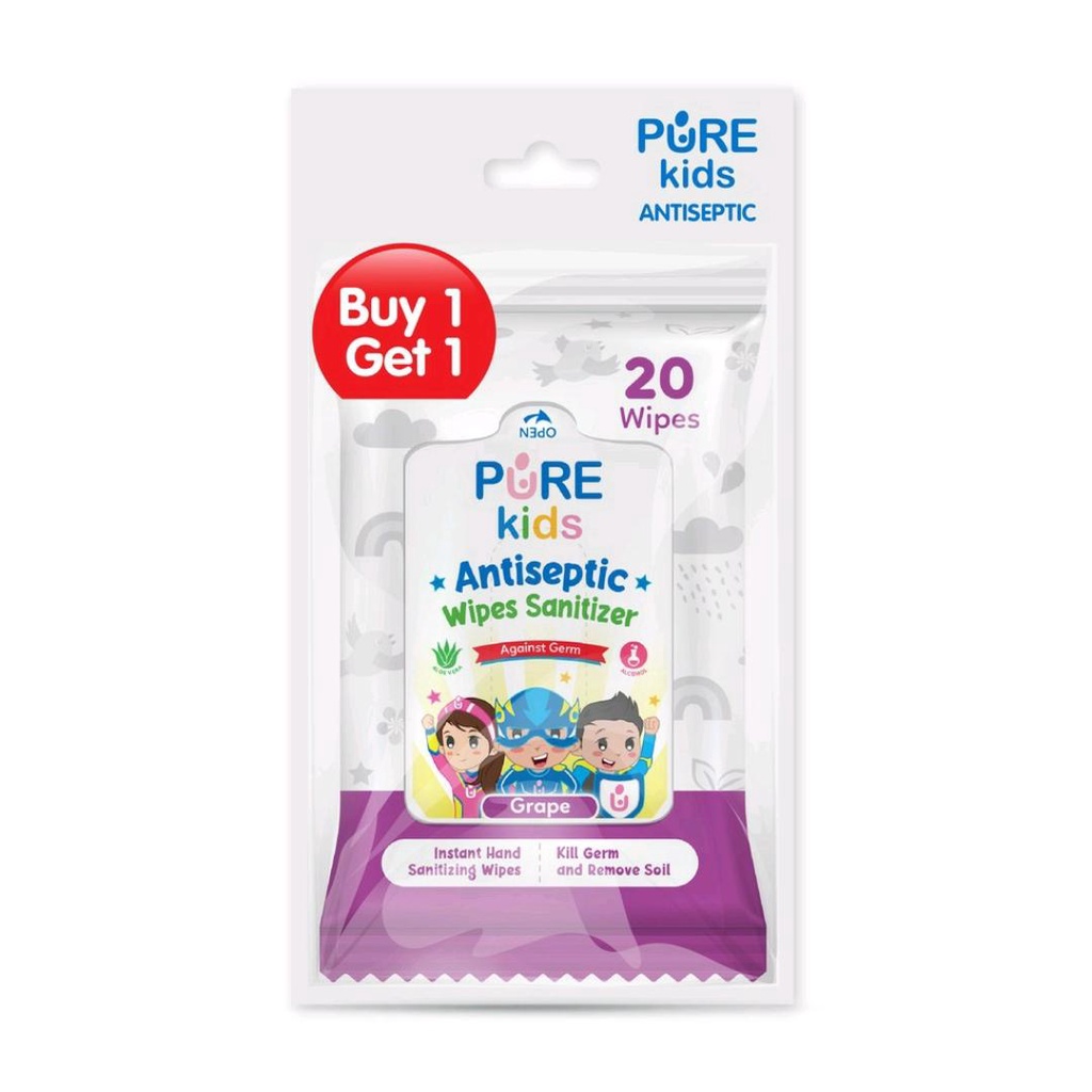 PURE KIDS ANTISEPTIC WIPES SANITIZER 20'S / BABY WIPES