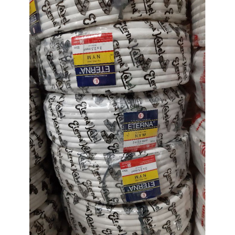 NYM3x2,5 mm Eterna 50meter kabel listrik NYM 3x2,5 mm isi 3 2,5mm tembaga CU kawat