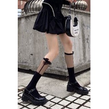 ST-16 Kaos Kaki Stoking Lolita Maid Cosplay SETENGAH TRANSPARAN PITA MINI