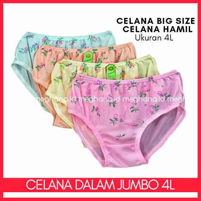 12 PCS Undies Celana Dalam Wanita Motif Hyget Ukuran ampe extra jumbo size 4L/ XXXXL