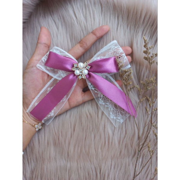 pita hias aplikasi korean ribbon brooch