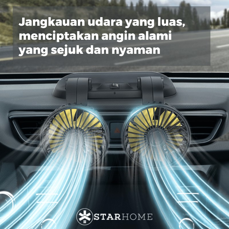Kipas Angin Mobil Ganda Double Blower Fan Kipas Angin Meja USB StarHome Car Portable Fan