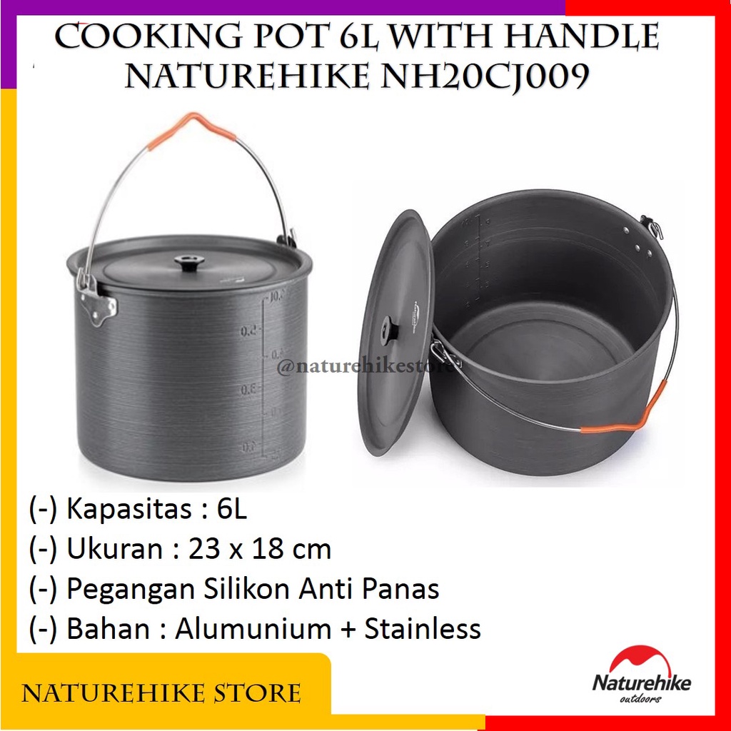 Cooking Hanging Pot 6L With Handle Alumunium Alloy Stainless Steel Panci Gantung Camping Gunung Outd