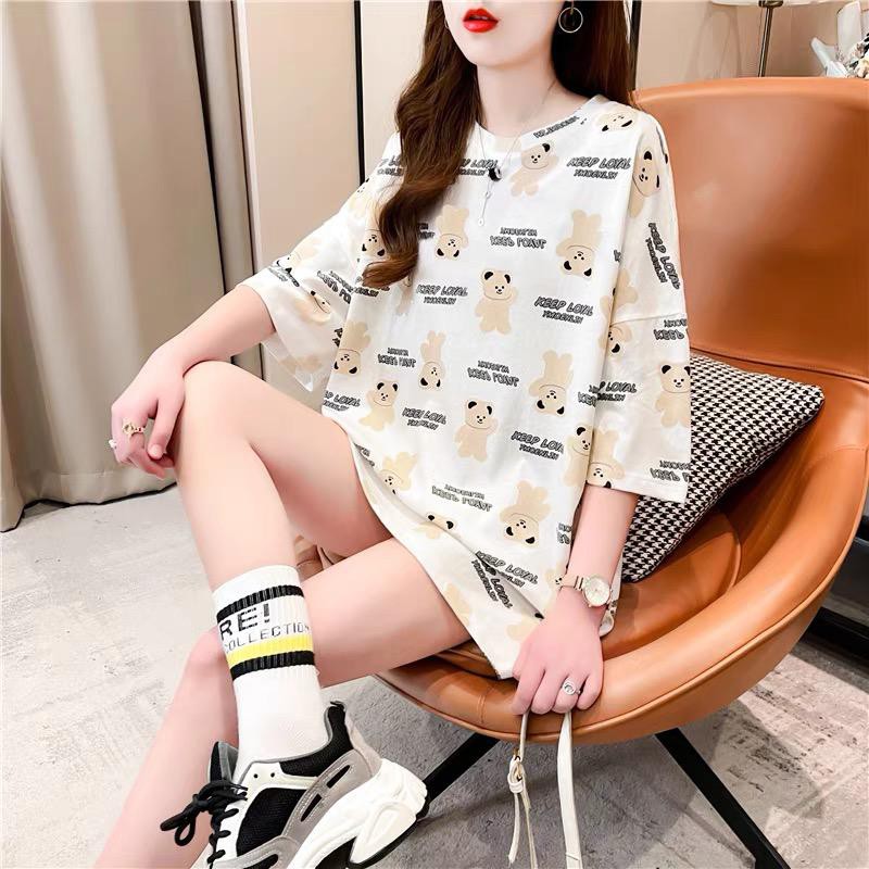 Tshirt Oversize Wanita Motif Bear Keep Loyal - 100% Import