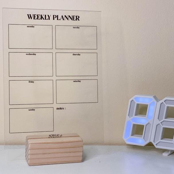 

Acrylic Weekly Planner Akrilik (DESK EDITION) - Tanpa Stand
