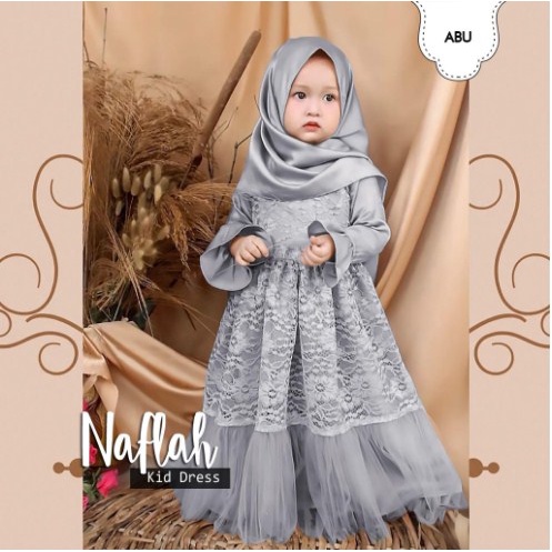 MAXI DRESS NAFLAH FULL BRUKAT FREE BERGO / GAMIS ANAK FULL BRUKAT Usia 3-6 TAHUN / GAMIS ANAK MUSLIM