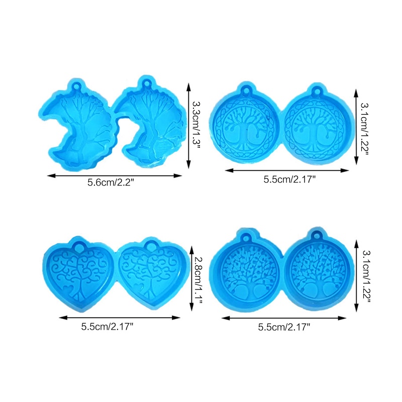 1 / 4Pcs Cetakan Resin Bahan Silikon Bentuk Pohon Kehidupan Untuk Kerajinan