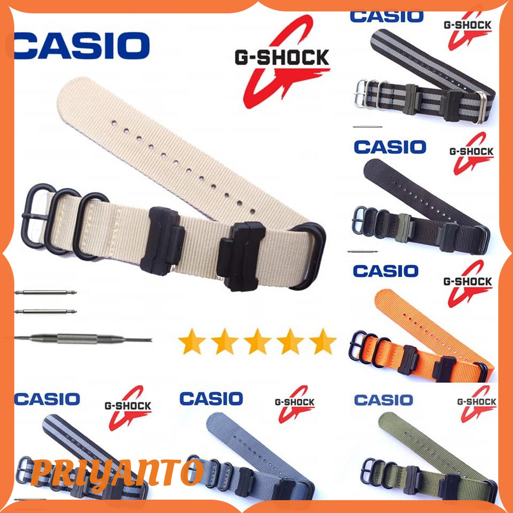 Tali Jam Tangan Canvas Nylon Casio G-shock Ga-100 Ga-110 Ga-120 Free Pen Dan Obeng