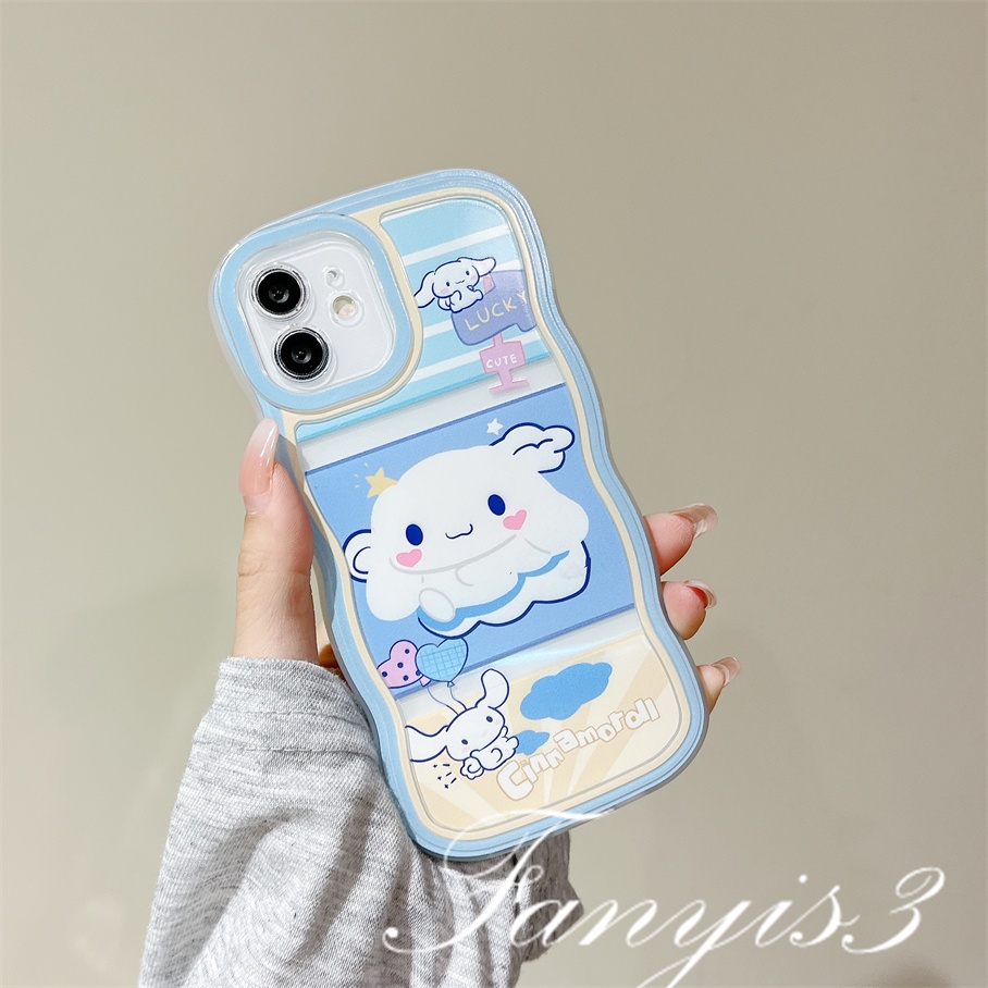 Redmi 12C A1 10C 10A 10 9 9A 9C 9T Note 11 Pro+ 11s 11 10s 10 9s 9 8 Pro Xiaomi Poco X4Pro X3 Pro X3NFC M4 F3 Mi 11 Lite 10TPro Cute White Rabbit Wavy Edge Phone Case TPU Soft Cover