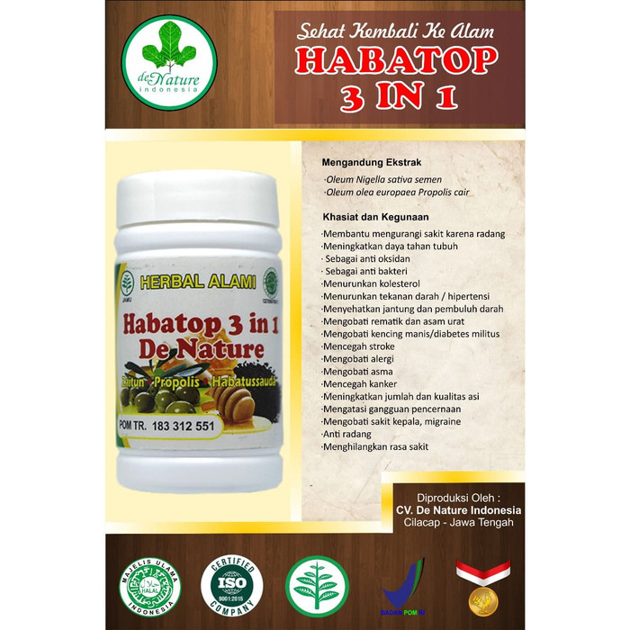 

Habatop 3 in 1 De Nature Kapsul Habbatussauda Zaitun Propolis Asli Obat Herbal Asma Store Kolesterol
