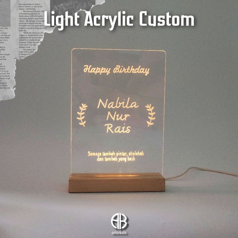 

Hadiah Unik Ulang Tahun Wisuda Wedding Lampu Akrilik UKURAN A5