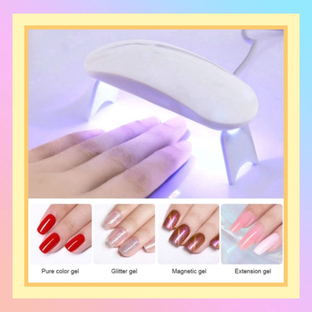 Lampu LED UV Mini 6W Portabel Nail Dryer Untuk Pengering Kutek Gel Dengan Display Uv lamp led