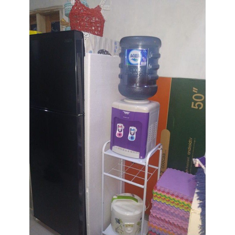 Rak Besi Serbaguna | Rak Dispenser | Rak Rice cooker 3 Susun | Rak Dapur - PUTIH