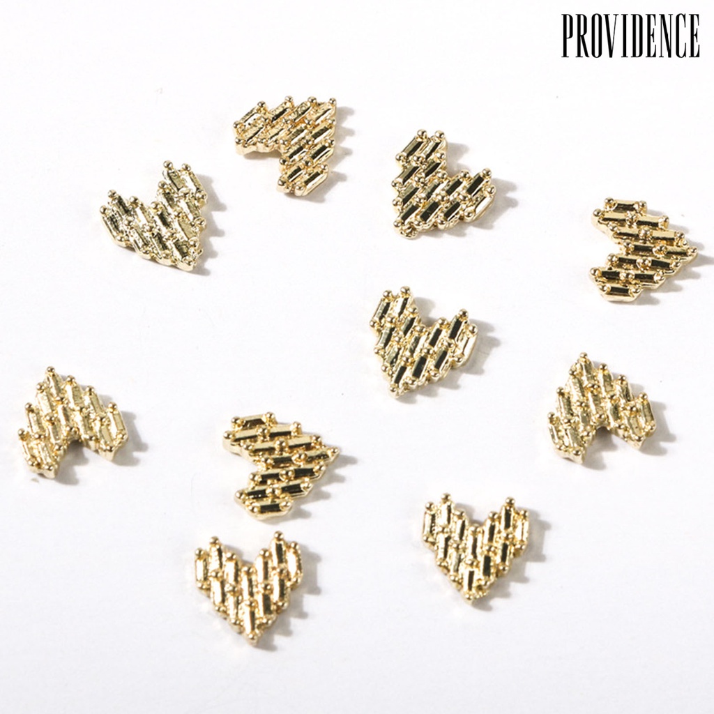 Providence 10Pcs / Set Berlian Imitasi Bentuk Hati 3D Untuk Dekorasi Nail Art Charms