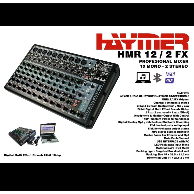 mixer audio Haymer HMR 12/2FX