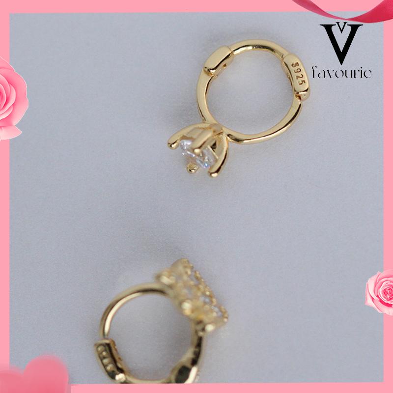 [COD]Anting-anting hoop lingkaran zirkon sederhana, perhiasan telinga gesper telinga temperamen-FA