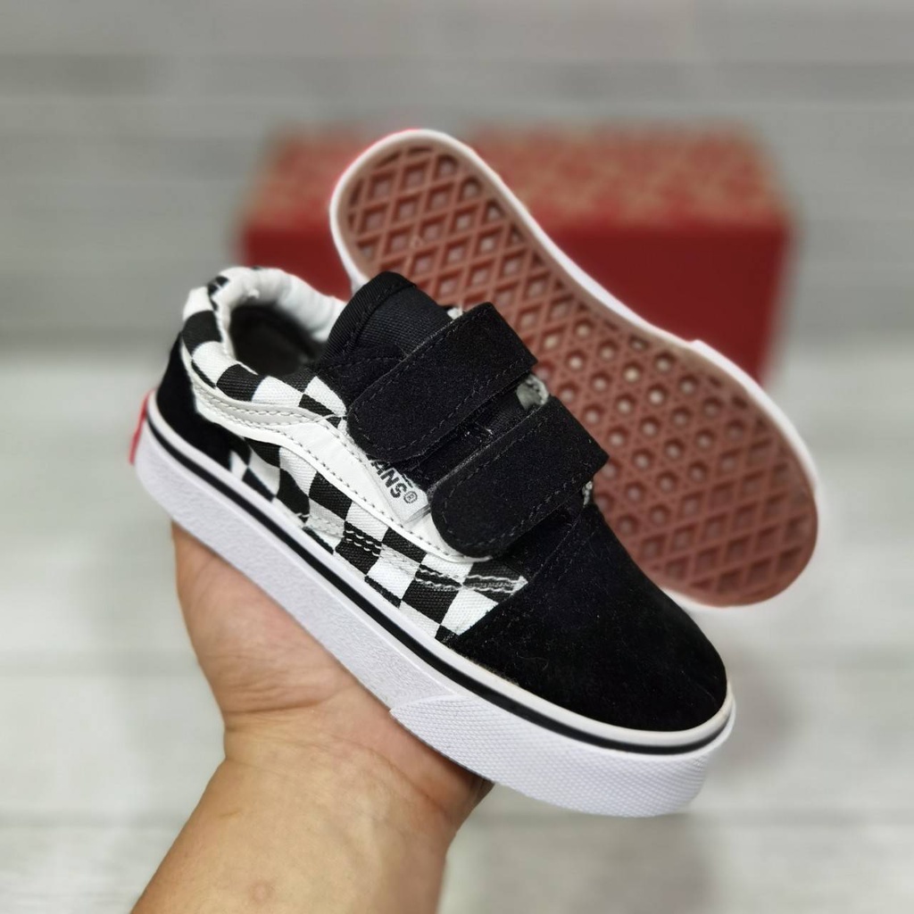 IMPOR Grade Original! Sepatu Anak Kids Vans Checkerboard/Catur - Tali/Velcro/SK8
