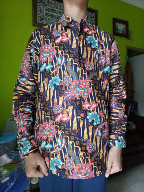 Odza Kemeja Batik Slim Fit Pria Baju Batik Lengan Panjang Seragam Batik Batik Modern Darewa