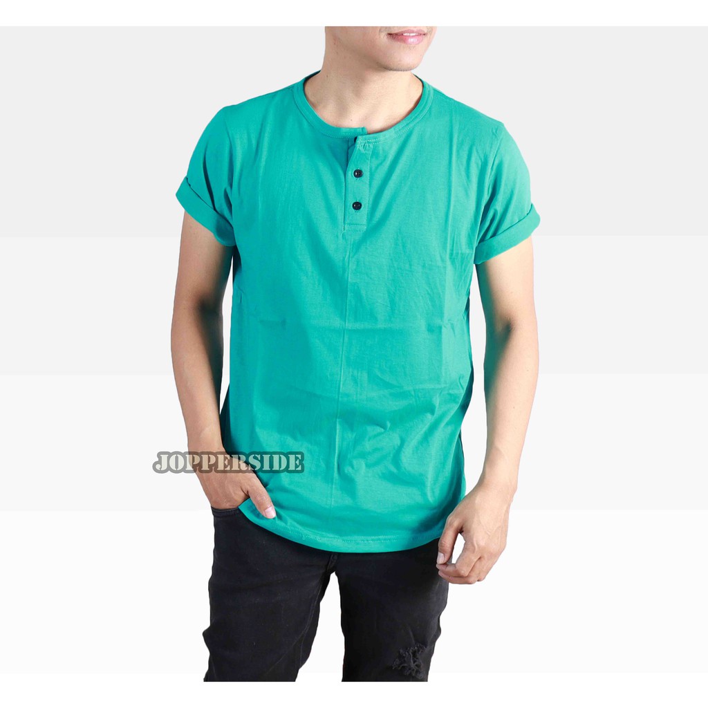 TB2 PART4 Jopperside kaos oblong polos henley kancing salur strip katun tebal 24s lengan pendek pria