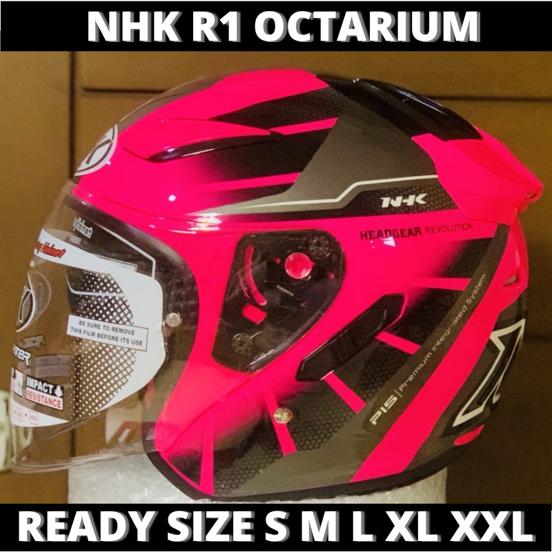 NHK HELM R1 OCTARIUM | PINK FLUO SILVER | DOUBLE VISOR HALF FACE