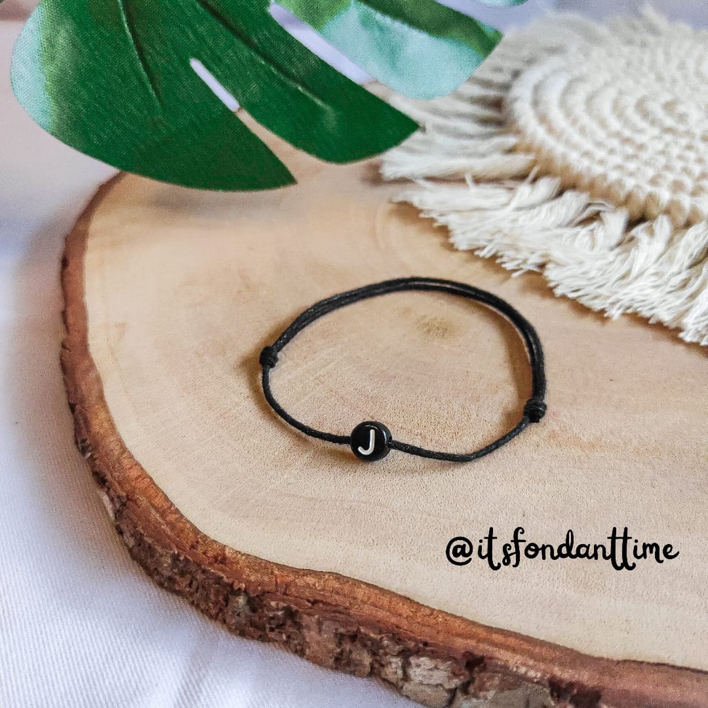 Harsha Bracelet/ Gelang Alfabet Bulat N - Z/ Gelang Nama/ Gelang Tali/ Gelang Couple