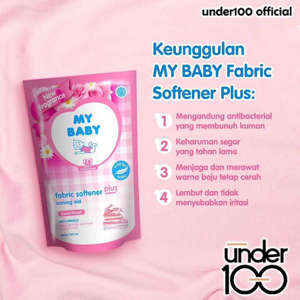 ❤ UNDER100 ❤ MY BABY Fabric Softener Plus Ironing Aid 700ml | Anti Wrinkle | Soft &amp; Gentle | Sweet Floral | Pelembut Pakaian Bayi | BPOM