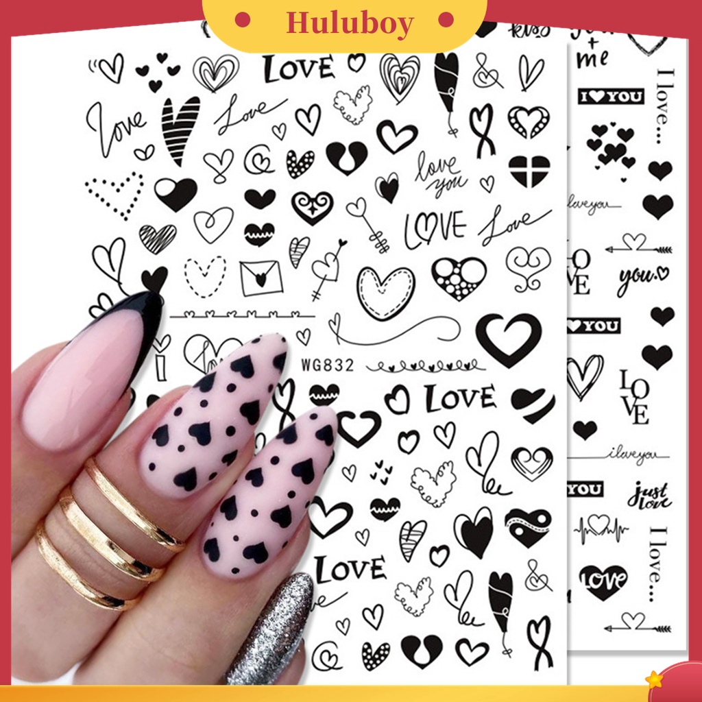 Huluboy Huluboy♡ Stiker Nail Art Efek 3D Ultra Tipis Untuk Wanita