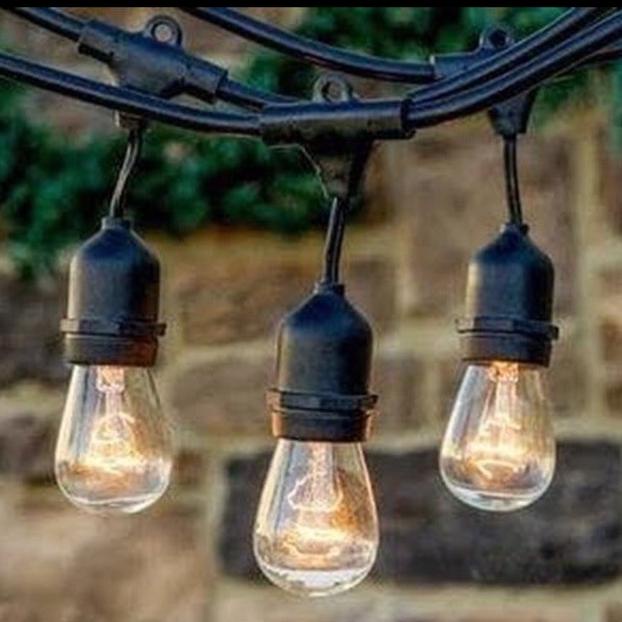 $$$$] fiting lampu gantung outdoor waterproof 10m jarak lampu 1m hias cafe