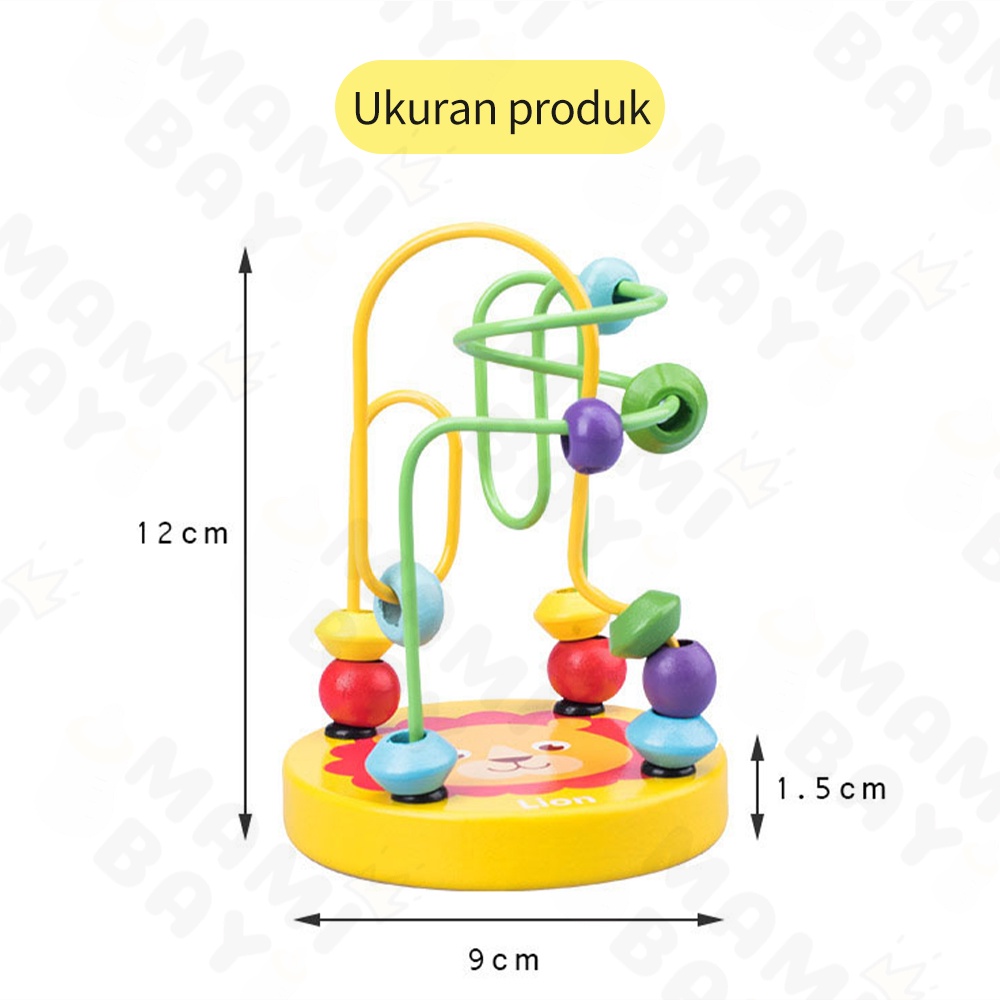 Mamibayi Mini Round Beads mainan montessori edukasi anak bayi Wooden Toys