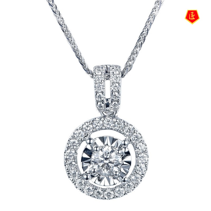 [Ready Stock]3 Karat Necklace Female Zircon Pendant Elegant Fashion