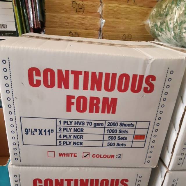 

Continuous form / kertas komputer (4 PLY : 2) 500 set warna