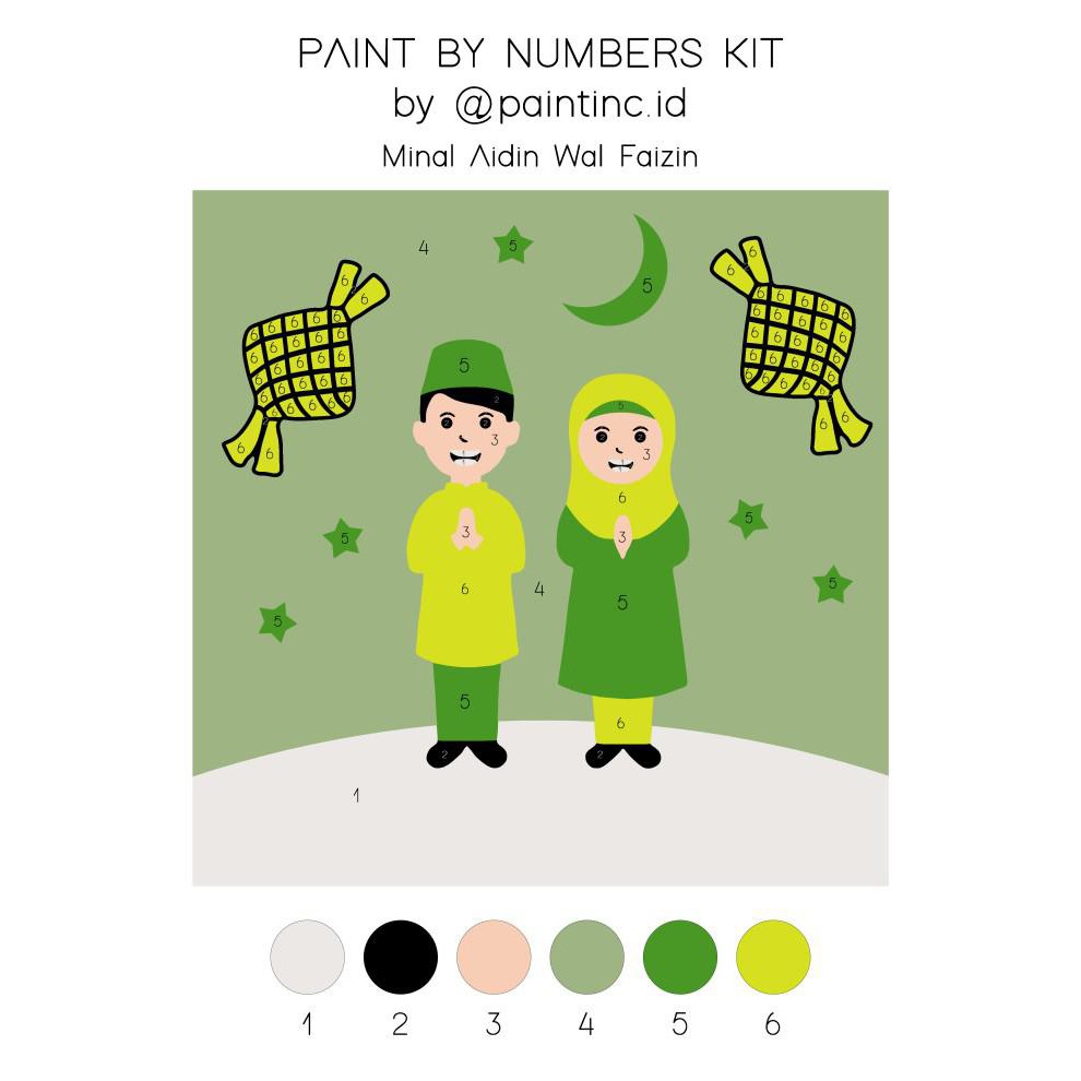 

Art / Paint By Numbers Kit: Minal Aidin Wal Faizin | Painting Kit | Paintinc - Tanpa Kuas