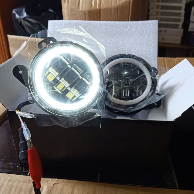 lampu foglamp bulat model Rubicon universal  ring kuning putih