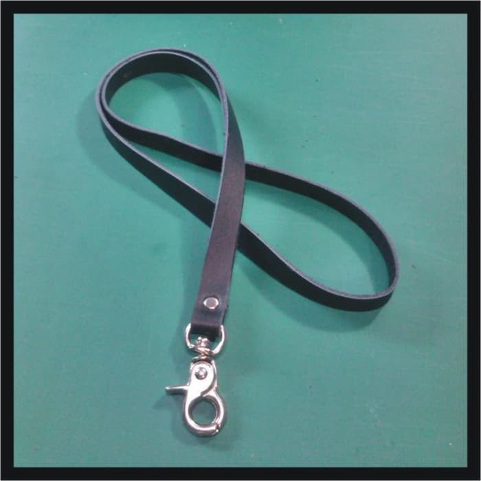 

HARGA TERMURAH tali id card kulit asli warna hitam | lanyard name tag | leather goods