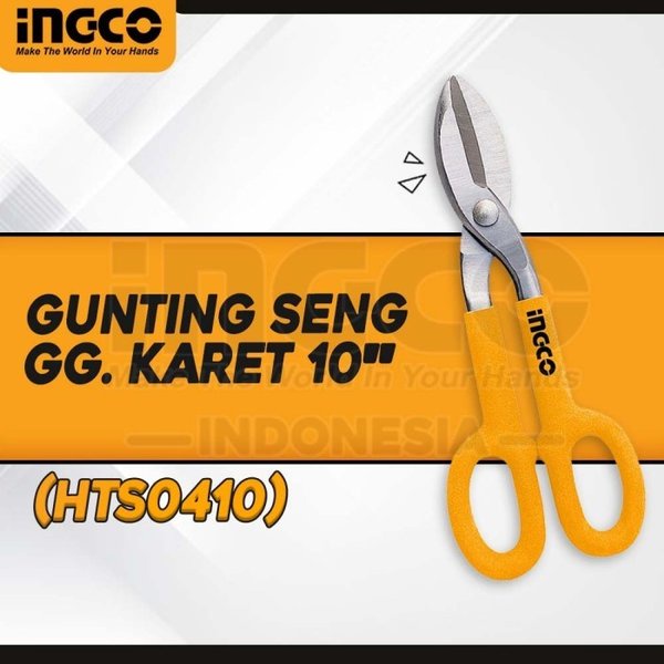 Gunting Seng Baja INGCO HTS0410 10" Plat Ringan Galvalum Tin Snip 10 Inch Stainless Pemotong Spandek