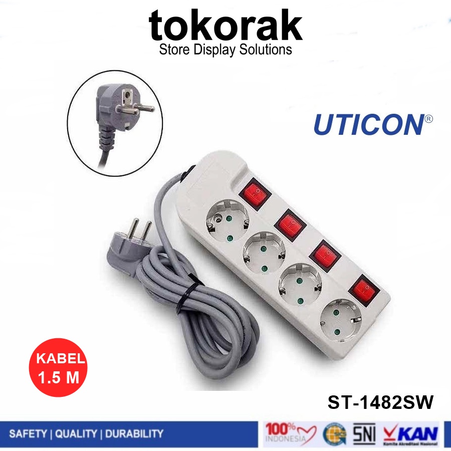 STOP KONTAK 4 LB ARDE + SAKLAR UTICON ST 1482 SW - COLOKAN EXTENTION