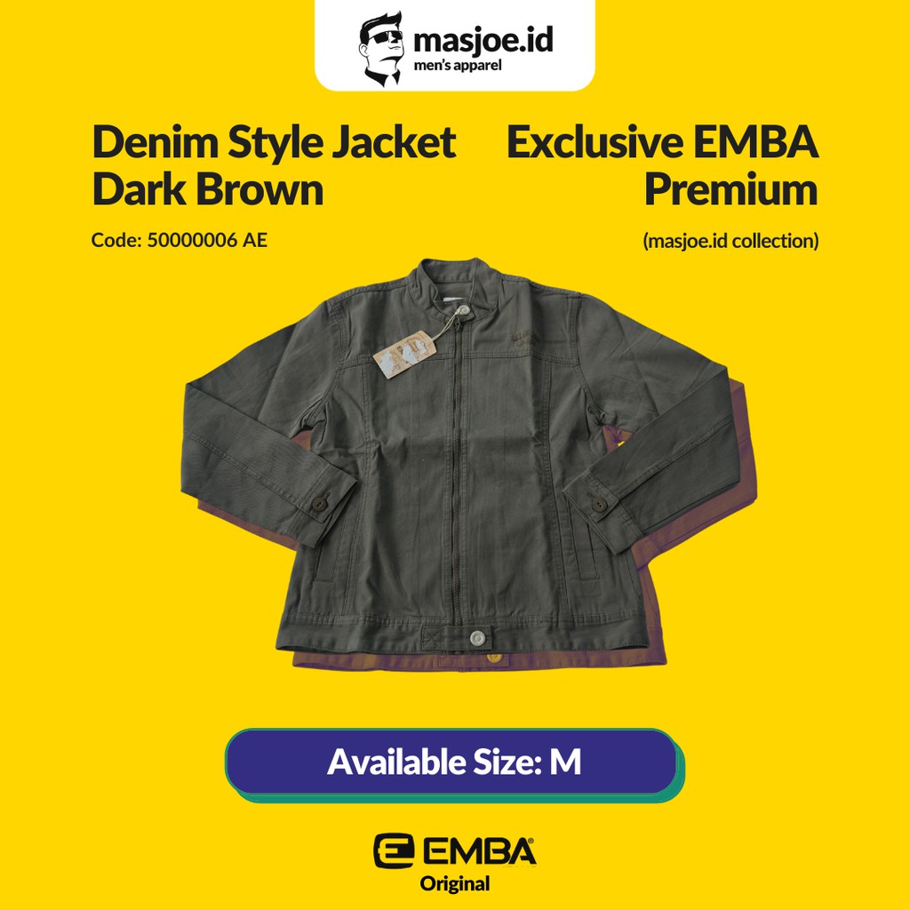 Jaket Jeans Denim Pria EMBA Original - Dark Brown