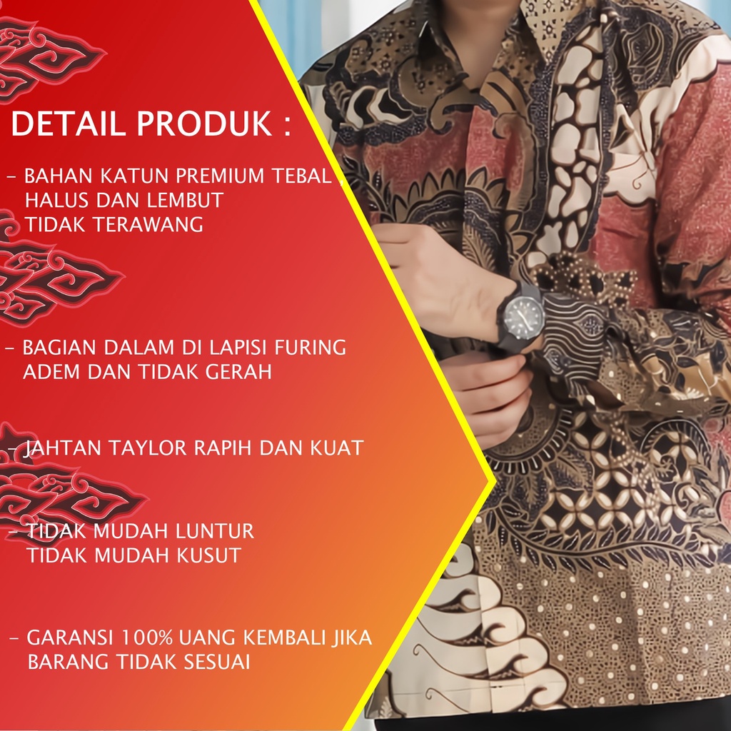 KEMEJA BATIK PRIA PREMIUM LENGAN PANJANG REGULAR BATIK ALUNA PCW 072