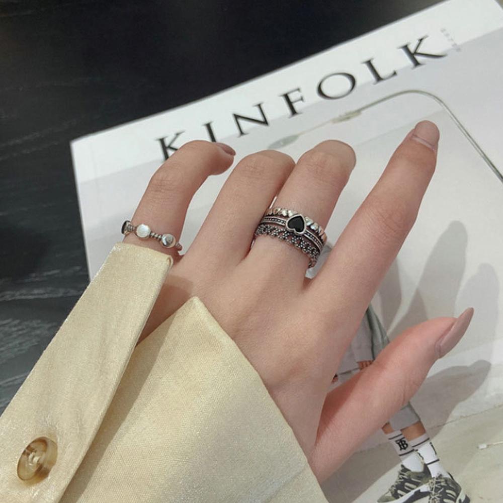 Mxbeauty Cincin Jari Multilayer Trendy Pasangan Wanita Lingkaran Keren Geometris Pesta Pernikahan