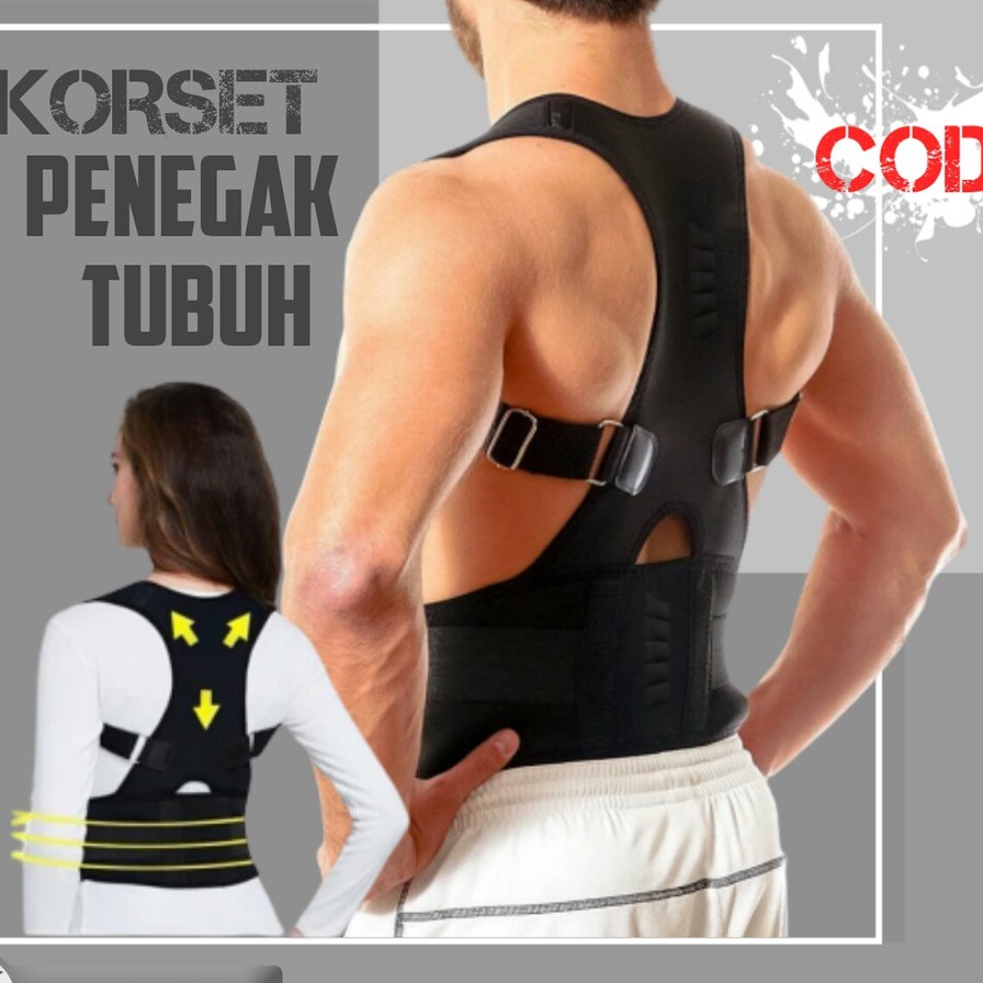 PENEGAK BADAN PENYANGGA PUNGGUNG KORSET PRIA WANITA POSTURE SUPPORT CORECCTOR MAGNETIK ALAT TERAPI